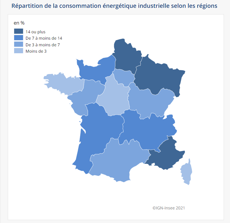 Carte de France des régions les plus industrialisées
